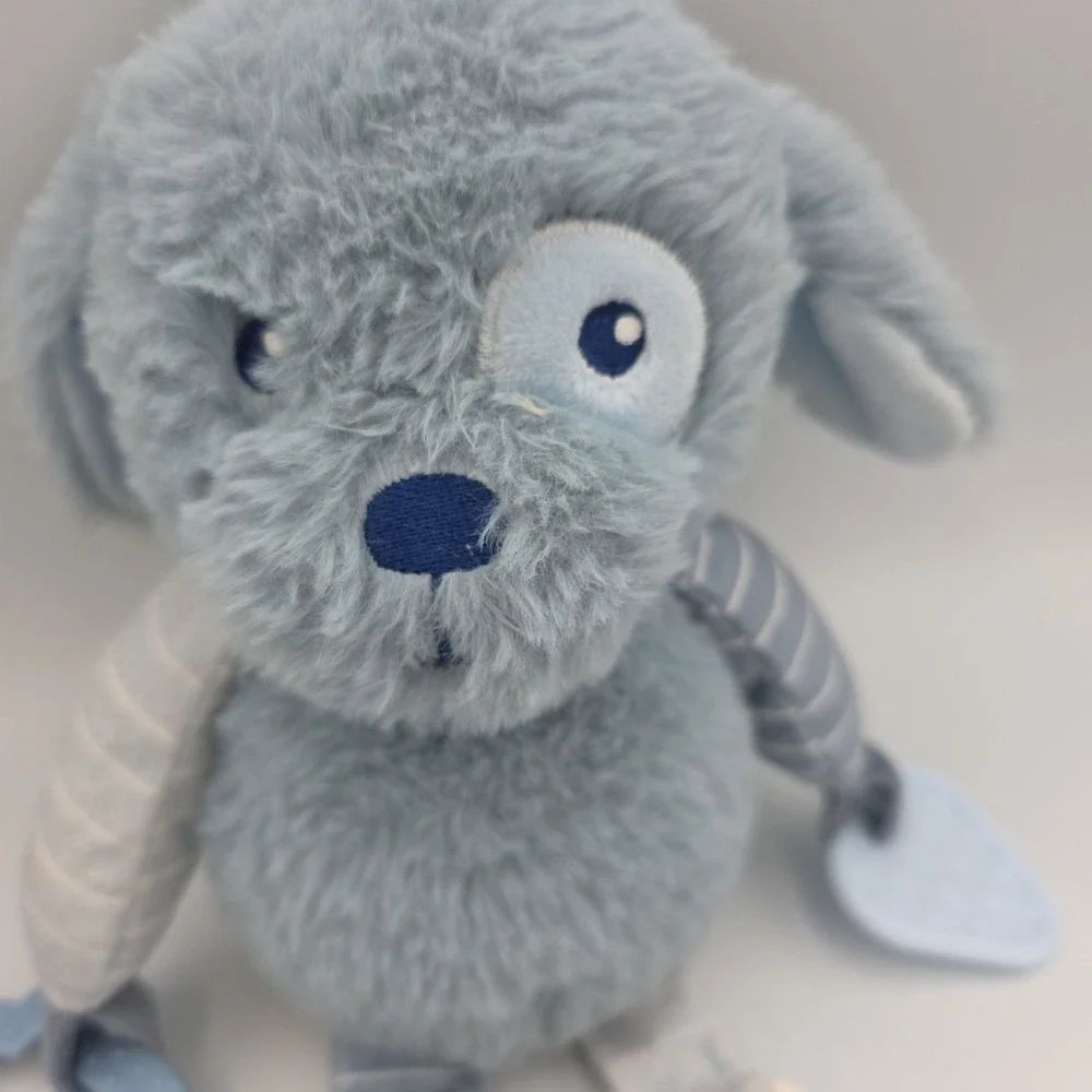 New Dreamgro Blue Puppy Lovey Dog Activity Plush Rattle Crinkle Teether Toy 11